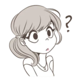 😳 kartun, pertanyaan, bingung, stiker, gadis, berpikir, ilustrasi telegram sticker