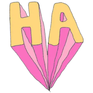 😑 HA typography, lettering, pink, yellow, HA telegram sticker