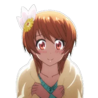🙂 Аниме, Девушка, Цветок, Милый, Персонаж whatsapp sticker