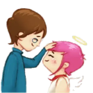 💑 dessin animé, amour, relation, ange, auréole, couple telegram sticker