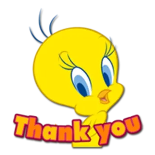 🙏 Tweety Bird Looney Tunes Thank you dziękuję, tweety, kreskówka, looney tunes, pozdrowienie telegram sticker