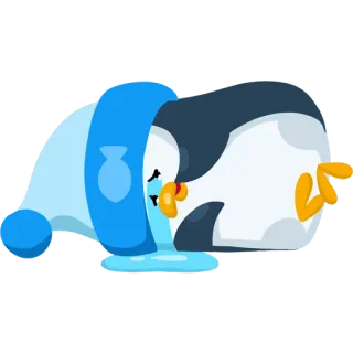 😢 pinguino, inverno, cartone animato, carino, assonnato, adorabile whatsapp sticker