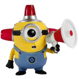 😨 Minion cartoon, minions, fireman, megaphone, alert telegram sticker