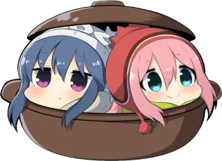 🥘 anime, cartoon, cute, kawaii, girls, pot, cooking telegram sticker
