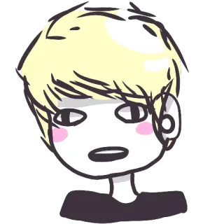 😟 blonde hair, cartoon, portrait, blush, anime, manga telegram sticker