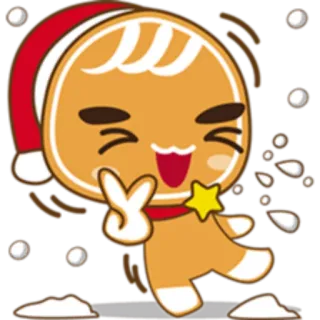 ✌️ manusia roti jahe, natal, liburan, kue, imut, meriah, musim dingin, kartun telegram sticker