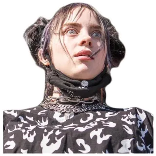 😟 Billie Eilish Билли Айлиш, музыкант, певица, поп-звезда, знаменитость, музыка telegram sticker