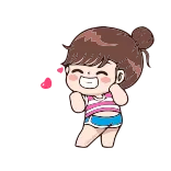 ❤️ 만화, 여자, 행복한, 귀여운, 소녀, 쾌활한, 캐릭터 telegram sticker