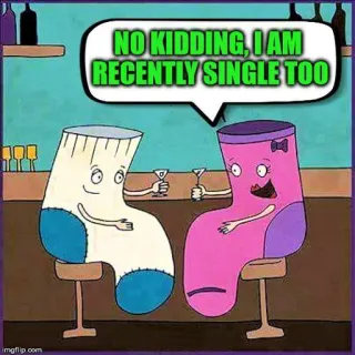🍻 NO KIDDING, I AM RECENTLY SINGLE TOO Socken, Dating, Single, Cartoon, Lustig, Humor whatsapp sticker