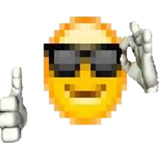 😎 Emoji, Figo, Pollice in su, Occhiali da sole, Pixel art telegram sticker