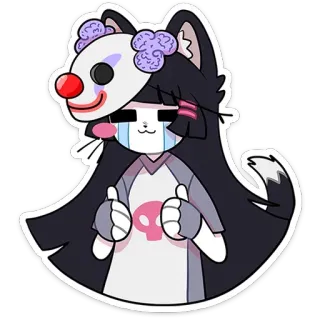 🤡 Cartone animato, Anime, Personaggio, Maschera da clown, Pollice in su, Gatto, Adesivo whatsapp sticker
