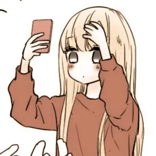 🦊 meisje, selfie, telefoon, schattig, anime, illustratie telegram sticker