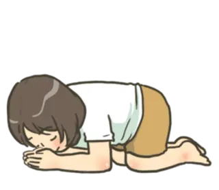 🙇 만화, 무릎꿇은, 슬픈, 사과, 후회, 여자 whatsapp sticker