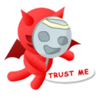 🤡 TRUST ME 악마, 마스크, 신뢰, 만화, 캐릭터 telegram sticker