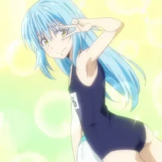 🦕 Rimuru Tempest That Time I Got Reincarnated as a Slime Anime, Manga, Schleim, Isekai, Badeanzug, Rimuru, Friedenszeichen whatsapp sticker