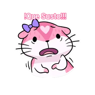😨 ¡Que Susto!!! dễ thương, chuột hamster, sợ hãi, màu hồng, hoạt hình, kawaii telegram sticker
