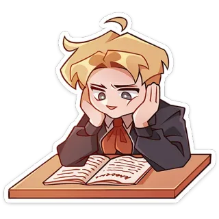 😔 чтение, студент, учеба, книга, мальчик, стол telegram sticker