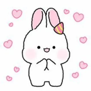 🐇 lapin, mignon, dessin animé, animal, kawaii, coeurs, lapin telegram sticker