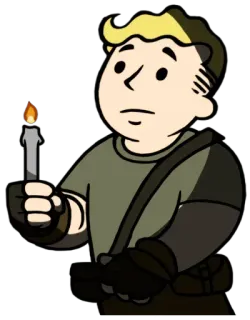 🕯 Vault Boy Fallout Fallout, Vault Boy, Kerze, Licht, Videospiel telegram sticker