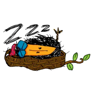 😴 ZZZ bird, nest, sleep, sleeping, cartoon, doodle, resting, tired telegram sticker