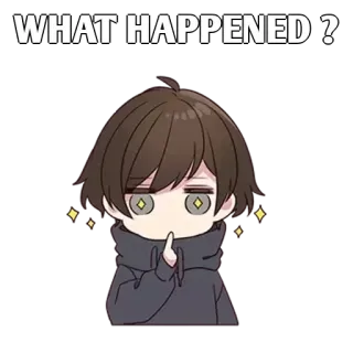✨ WHAT HAPPENED? domanda, chibi, anime, confuso, interrogativo, chiedendosi whatsapp sticker