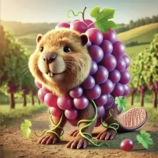 🤩 castoro, uva, frutta, animale, carino, divertente, natura, vigneto telegram sticker