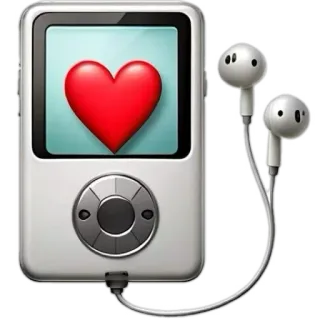 🎧 máy nghe nhạc MP3, âm nhạc, trái tim, tình yêu, tai nghe, công nghệ, điện tử whatsapp sticker