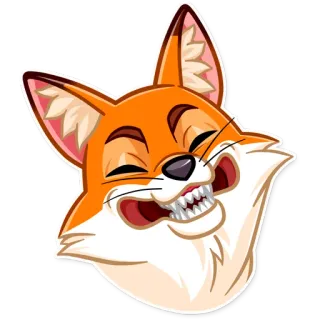 😁 fox, animal, mammal, cartoon, laughing, happy telegram sticker