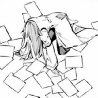 🥀 Anime, Exausto/a, Papel, Estressado/a, Mangá telegram sticker
