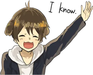 😄 I know. anime, anak laki-laki, telinga anjing, melambai telegram sticker