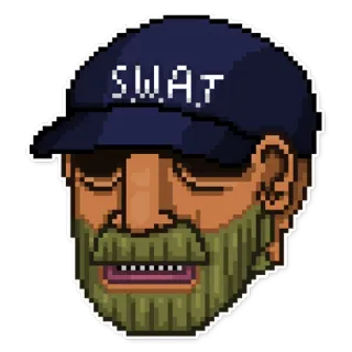 😨 SWAT Pixel, SWAT, Policía, Barba, Gorra, Agente whatsapp sticker