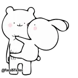 😘 @tarsiSticker urso, coelho, abraço, fofo, branco, adesivo telegram sticker