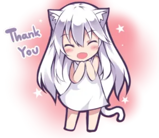 🙏 Thank You Anime, Gracias, Chica gato, Kawaii, Lindo whatsapp sticker