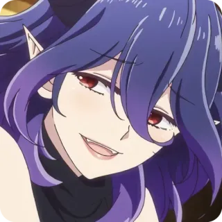 😈 animé, vampire, femme, dessin animé, cheveux violets telegram sticker