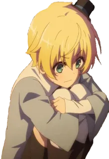 😶 anime, cartone animato, capelli biondi, personaggio, animazione whatsapp sticker