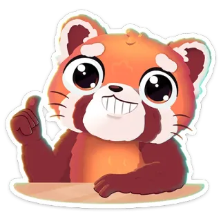 👍 panda rojo, animal, lindo, pegatina, pulgar arriba, aprobación telegram sticker
