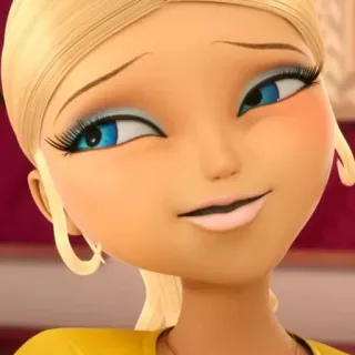 🐝 Chloe Bourgeois Miraculous Ladybug Cartoon, blond, lächelnd, sarkastisch telegram sticker