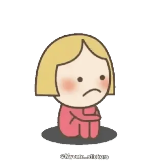 ☹️ triste, molesto, dibujos animados, chica, emocional telegram sticker