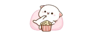 🍿 猫, ポップコーン, かわいい, 映画鑑賞, リラックス telegram sticker