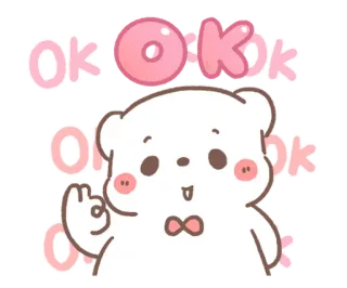 💬 Ok ok ok ok, fofo, urso, aprovação, desenho animado, positivo, acordo telegram sticker