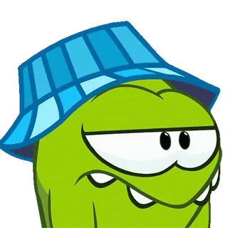 🙄 desenho animado, adesivo, monstro verde, chapéu azul, engraçado, personagem whatsapp sticker