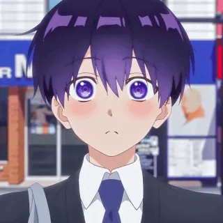 👾 Anime, Garçon, Cheveux Violets, Mignon, Manga telegram sticker