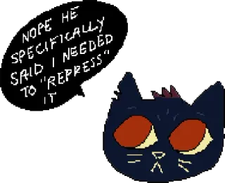 🐈 Mae Borowski Night in the Woods NOPE HE SPECIFICALLY SAID I NEEDED TO "REPRESS" IT night in the woods, mae borowski, nitw, video game, indie game, cartoon cat whatsapp sticker