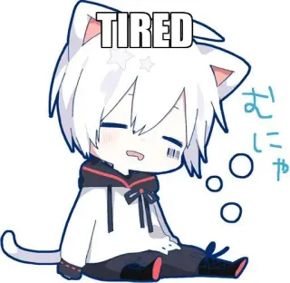 😪 TIRED müde, Anime, Katze, schläfrig, süß, kawaii telegram sticker