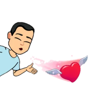 😘 corazón, amor, corazón alado, dibujo animado, Bitmoji telegram sticker