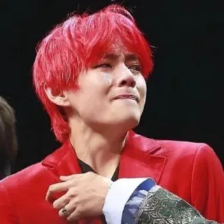 ⚔ V kpop, singer, cry, idol, red hair telegram sticker