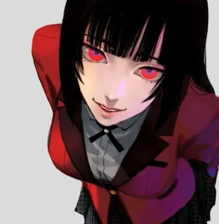 💗 Yumeko Jabami Kakegurui Anime, Manga, Kakegurui, Yumeko Jabami, Cờ bạc, Mắt đỏ, Đồng phục học sinh, Chân dung telegram sticker