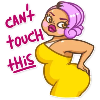 🖐 CAN'T touch THIS donna, cartone animato, umorismo, divertente, citazione, anni '80, MC Hammer whatsapp sticker
