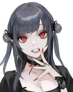 😈 Anime, Vampire, Fille, Yeux rouges, Gothique whatsapp sticker