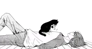 💤 猫, マンガ, アニメ, 男, 寝そべり telegram sticker